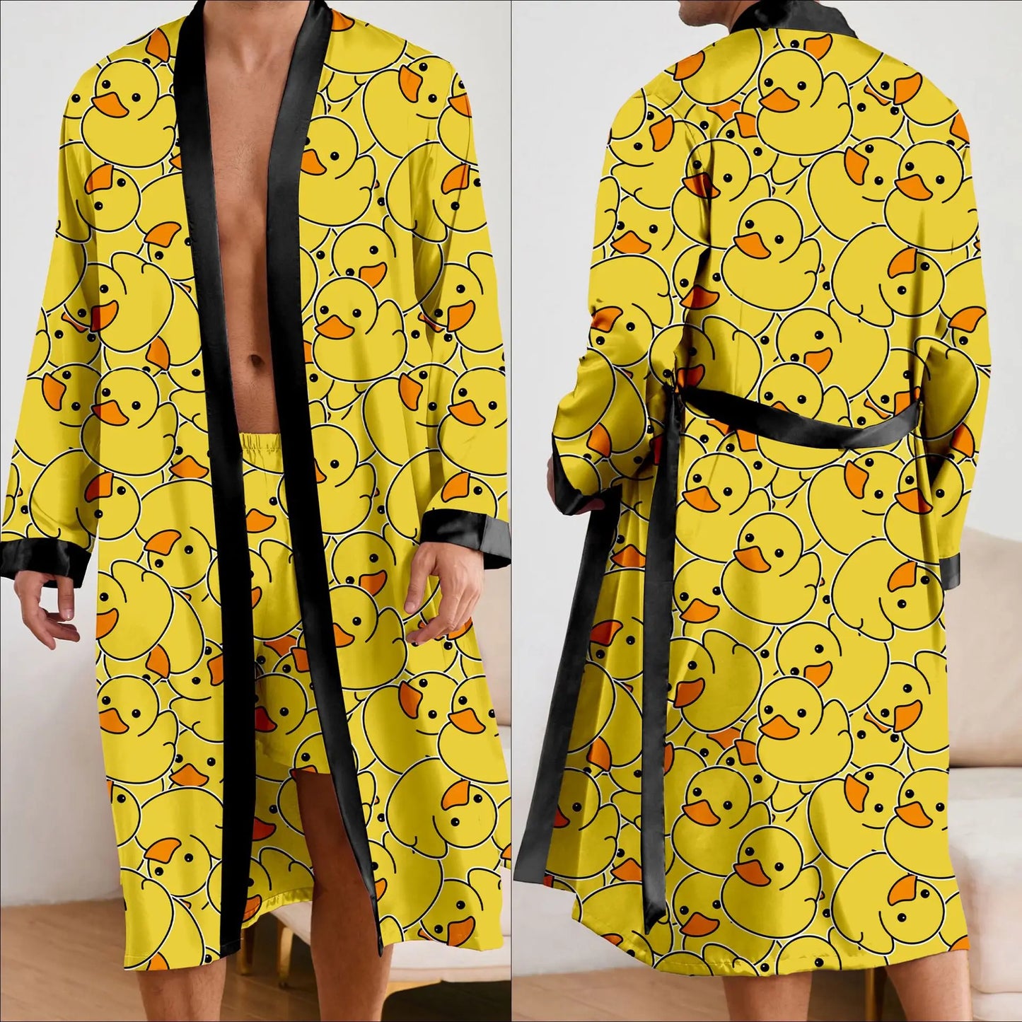 Fashionable printed pajamas, men's bathrobes, shorts, suits, long robes, and home wear