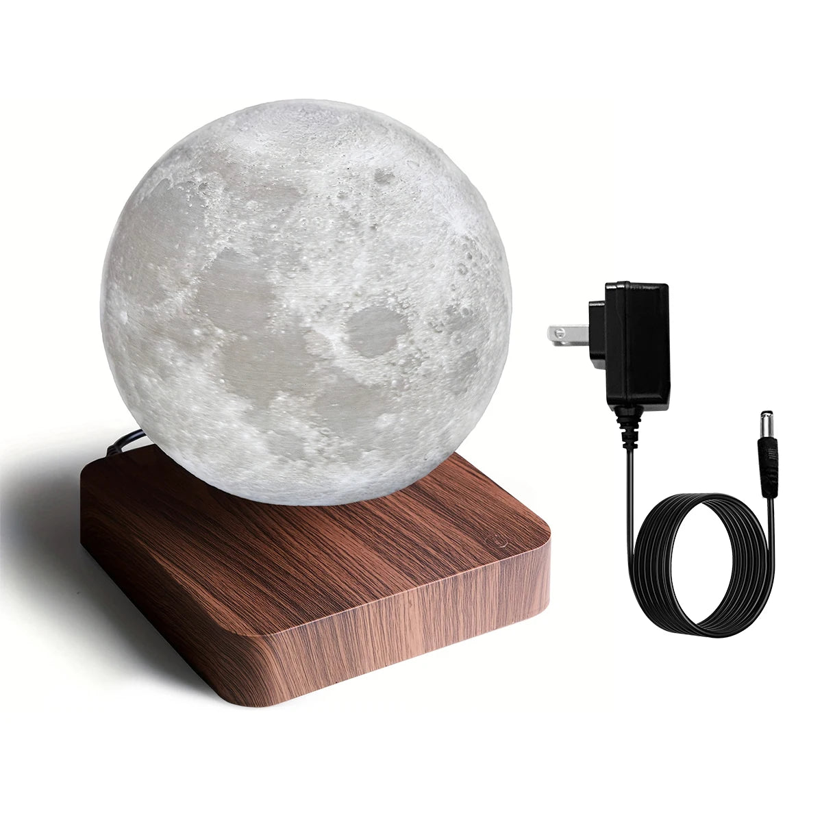 π LunaFloat 3D Moon Lamp β Magnetic Rotating LED Night Light with Wooden Base π