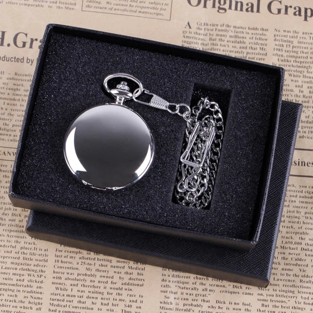 Luxury Gold Quartz Pocket Watch Gift Box Set For Family Fashion Casual Necklace Pendant Unisex Pocket&Fob Chain Watches with Box