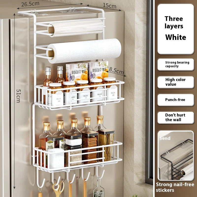 ✨ Black Metal Fridge & Spice Storage Shelf | Kitchen Organizer ✨