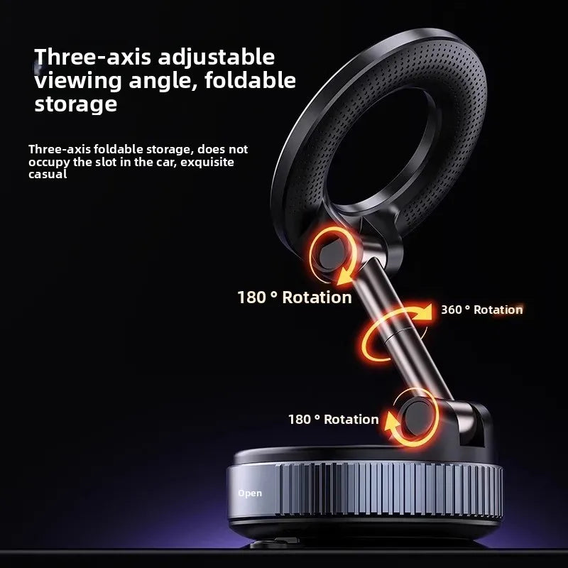 Vacuum magnetic phone holder, Magsafe suction cup phone stand, 360 ° adjustable magnetic phone holder, pocket sized foldable