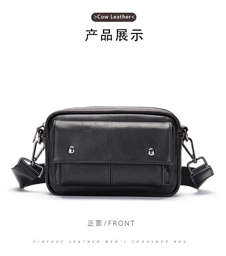New men's crossbody bag, versatile and universal single-shoulder bag, large-capacity genuine leather fashionable crossbody bag