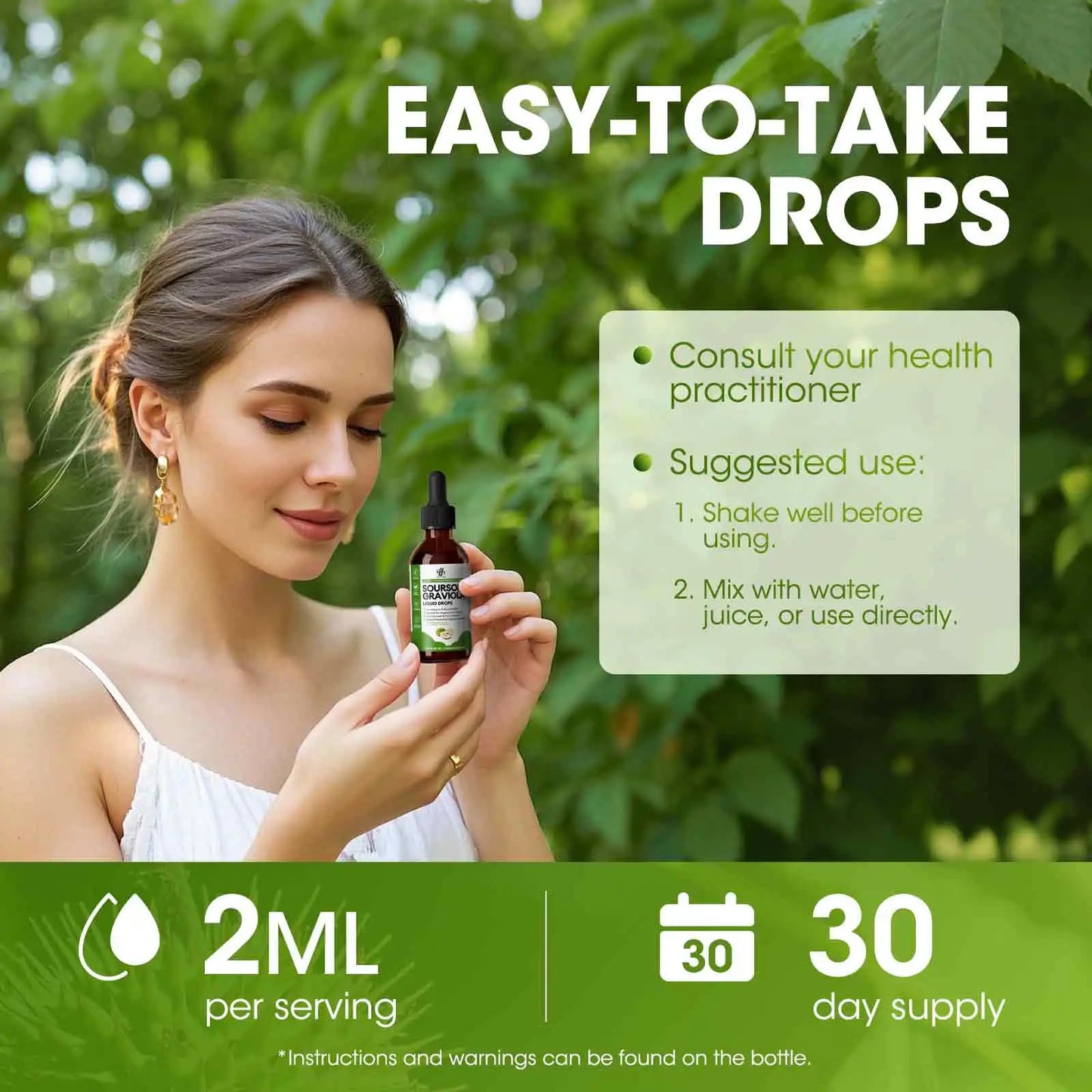 Organic Soursop Graviola Liquid Drops for Natural Antioxidant, Cell Support & Regeneration, Immune Boost, Rich in Multivitamin