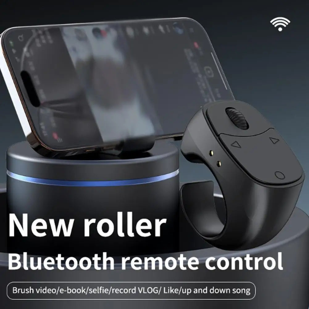 Roller Fingertip Ring Remote Control Wireless Bluetooth Mobile Selfie Mice Video Automatic Page Turner Browsing