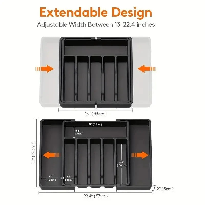 Expandable Utensil Tray Storage Box Home Kitchen Diningware Organizer PP Material Jewelry Accessories Packaging Display