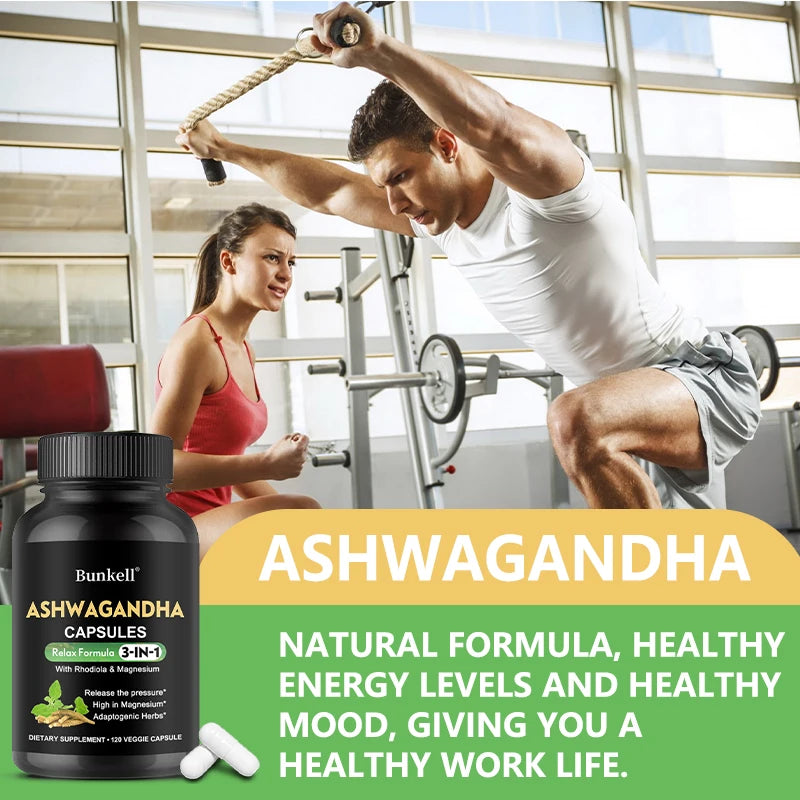 Pure Ashwagandha Root Extract Capsules With Magnesium for Natural Mood, Stress, Focus, Brain, Energy , Sleep Health Support