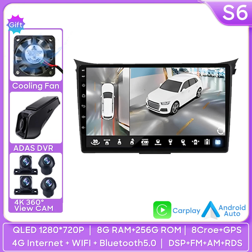 Car Radio Carplay Navigation GPS Android Auto For Hyundai I30 Elantra GT 2012 2013 2014 2015 Stereo Multimedia Player Wifi Video