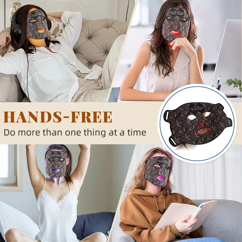 UBilli Rechargeable Led 8 Colors Red Light Therapy Silicone Face Mask Photon Rejuvenation Led Facial Mask for Skin Care Beauty