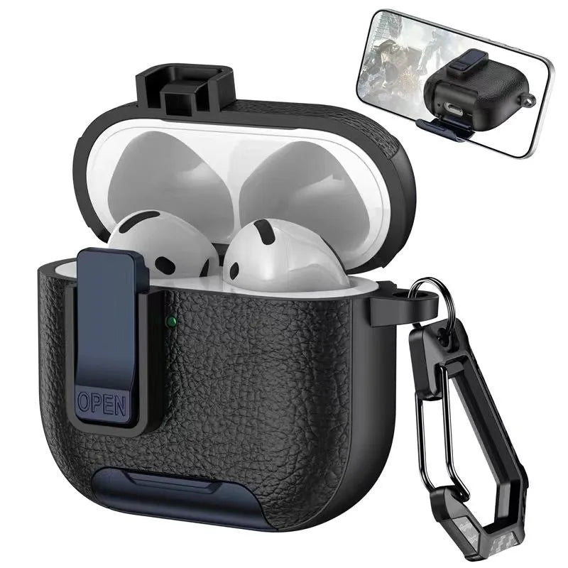 Can be used in mobile phone holders For Airpods 4 Case Shockproof Protective Cover For Airpods Pro 2nd AirPods4 Leather Bracket
