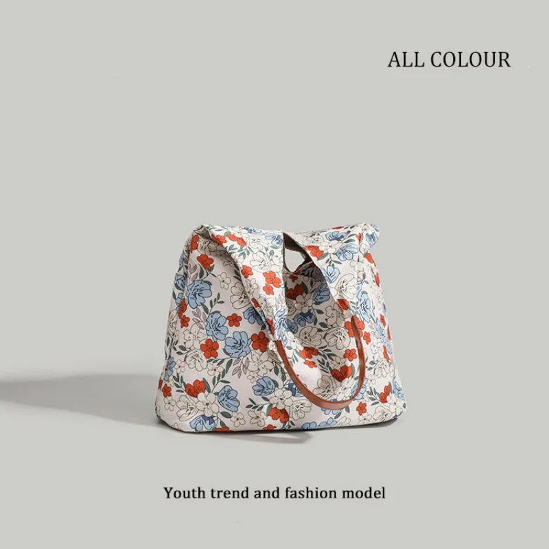 Large Capacity Floral Canvas Bags For Woman Y2K Harajuku Style Tote Bag High Street Fashion Shoulder Bag сумка bolsos