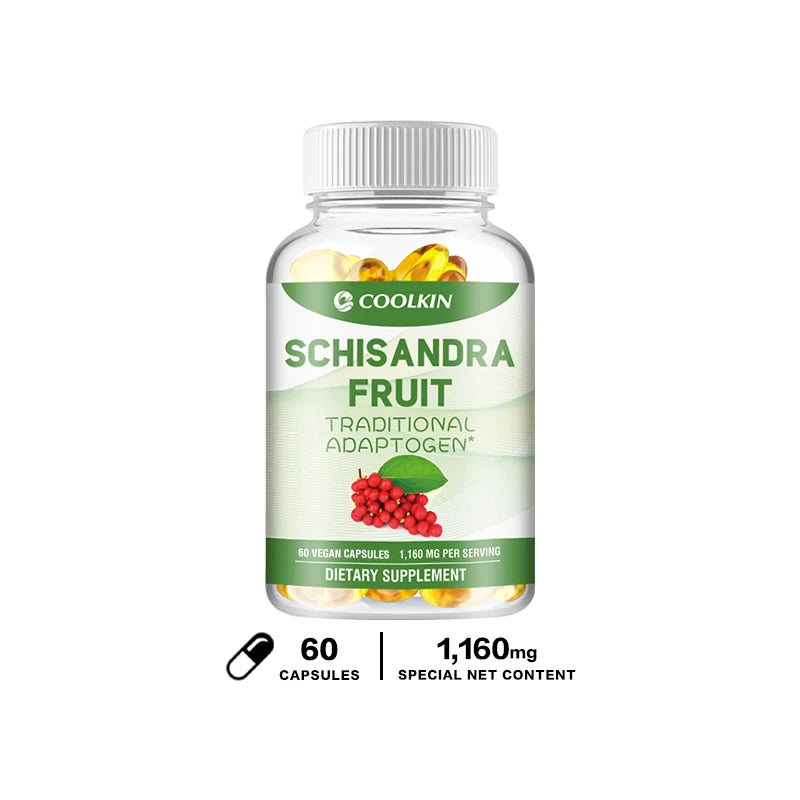 Organic Schisandra Capsules - Relieve Stress, Cardiovascular Health, Boost Immunity - Non-GMO, Gluten-free
