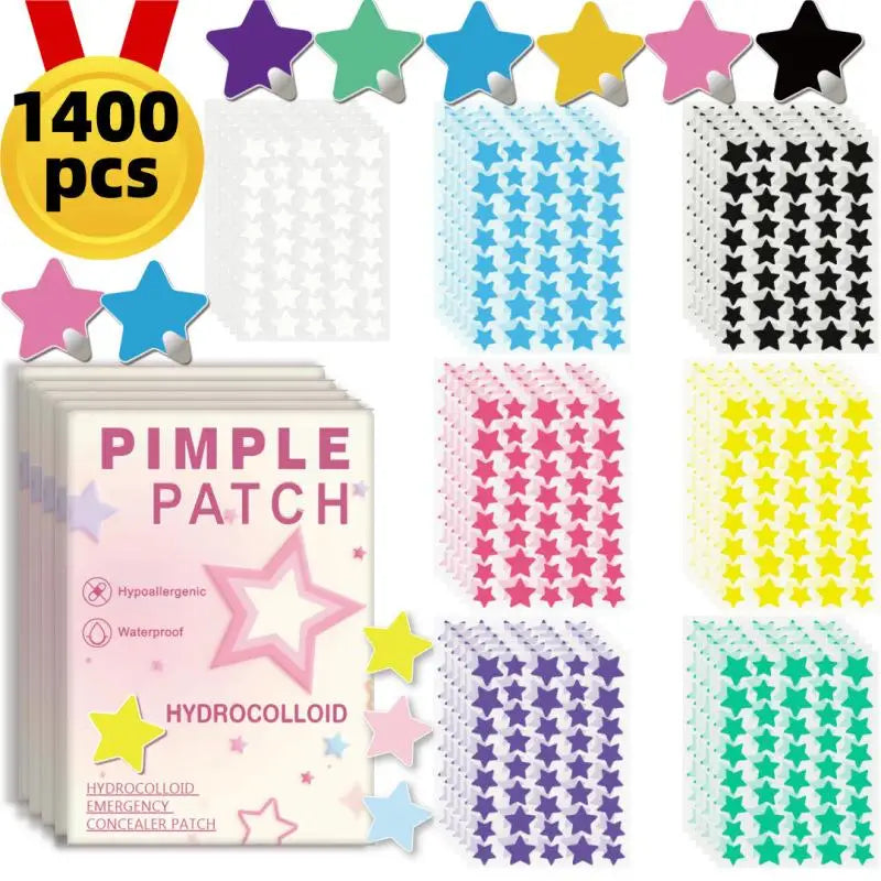 1400pcs Colorful Star Pimple Patch Acne Colorful Invisible Acne Removal Skin Care Stickers Concealer Face Spot Makeup Tools