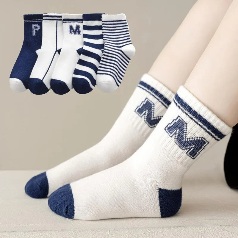 5 Pairs Autumn Winter New Style Children's Socks Mid-high Long Dinosaur Cartoon Design Boys Girls Baby Cartoon Socks Wholesale