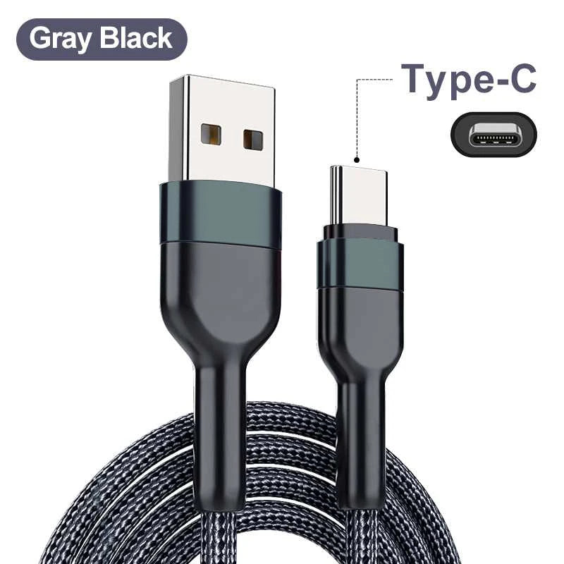 5A USB to Type C Charging Cable Fast Charger Nylon Data Cable For Iphone Xiaomi Huawei Samsung Oppo POCO Type C Charging Cable