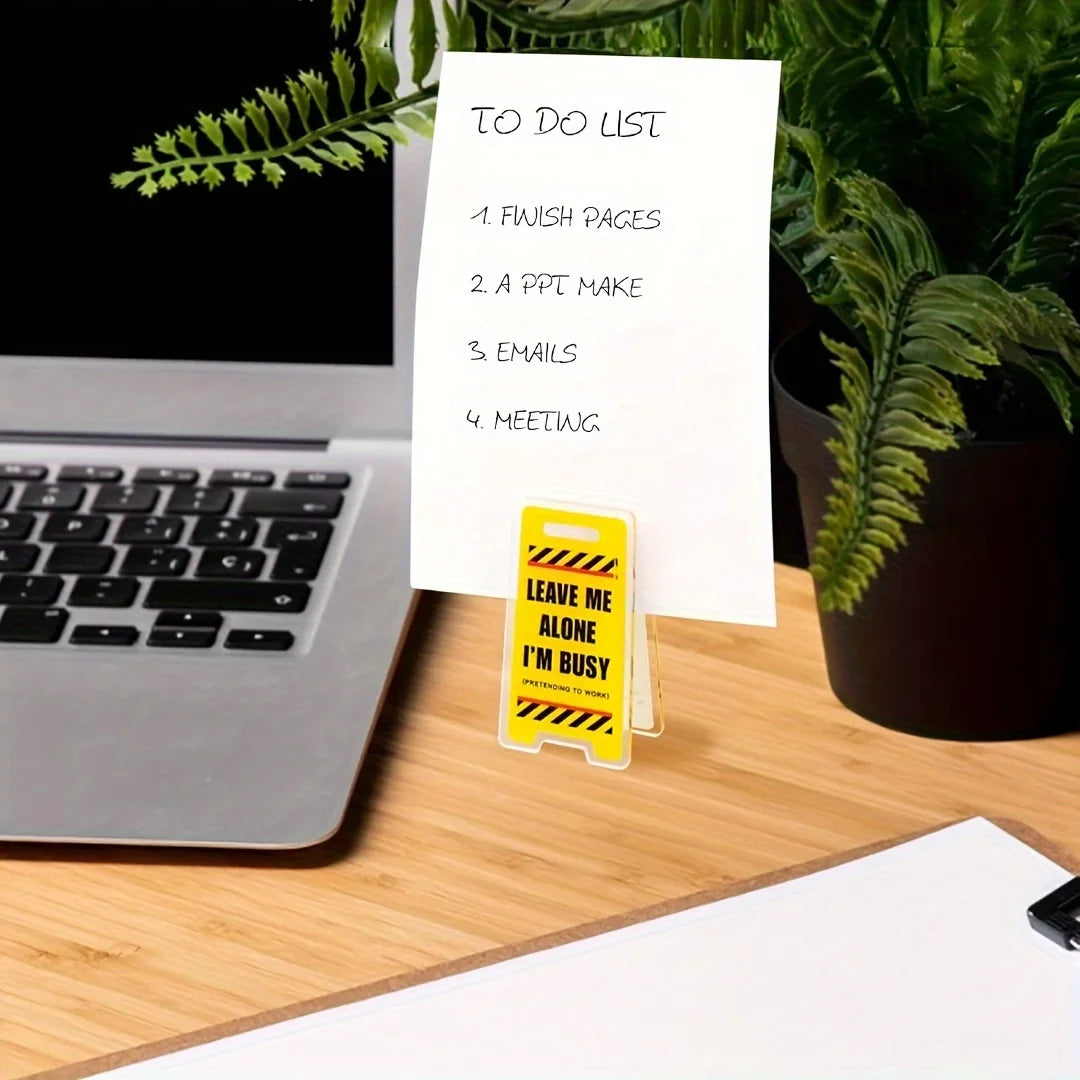 Acrylic Desk Sign "Leave Me Alone, I'm Busy" Humorous Office Decor No Electricity Needed for Coworkers Versatile Room Decor