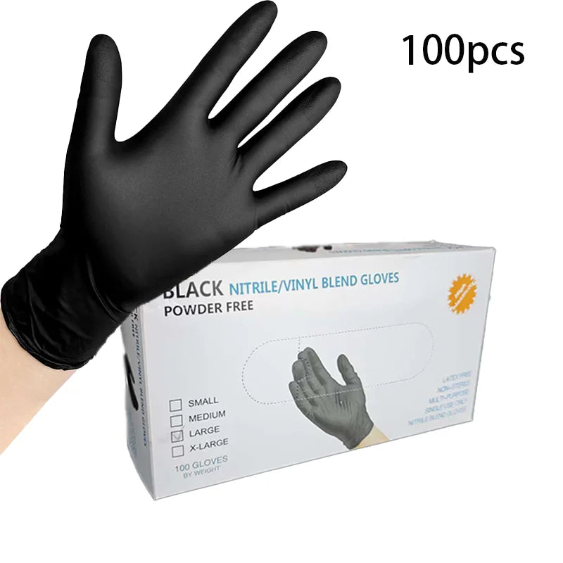 100PCS,Disposable Nitrile Black Gloves - Tear-Resistant, Durable, Ideal for Cooking, Food Handling & Dough Kneading