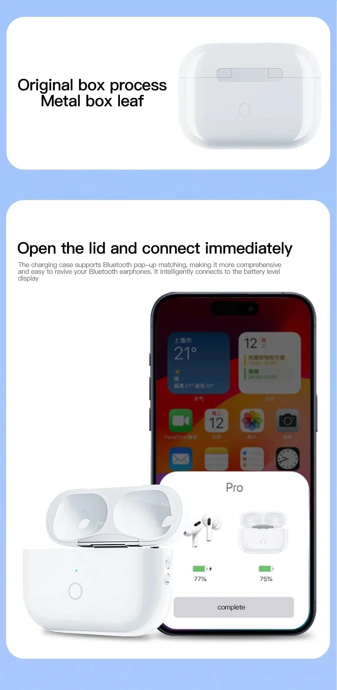 Replacement Wireless Charging Box Case For Airpods 4 3 2 1Bluetooth-Compatible Airpods Pro 1 2 Charger Case Earphone Accessories
