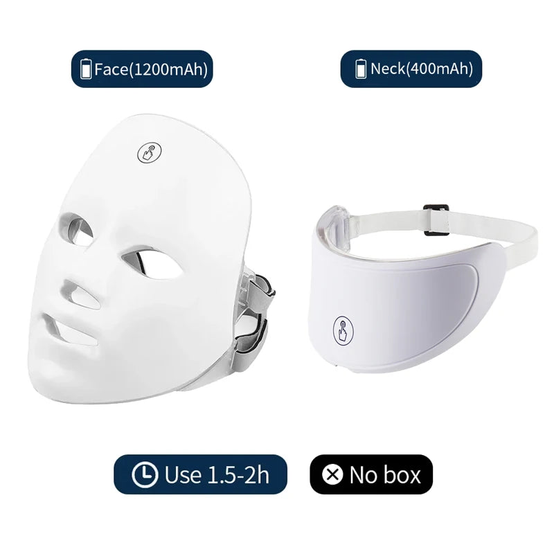 7 Color LED Face Neck Mask Wireless LED Facial Mask Photon Neck Care Machine Skin Repaired Firming Anti Aging Beauty Mask Tool