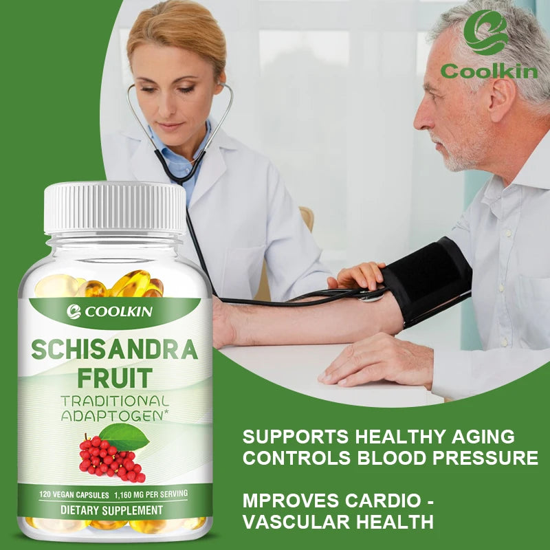 Organic Schisandra Capsules - Relieve Stress, Cardiovascular Health, Boost Immunity - Non-GMO, Gluten-free