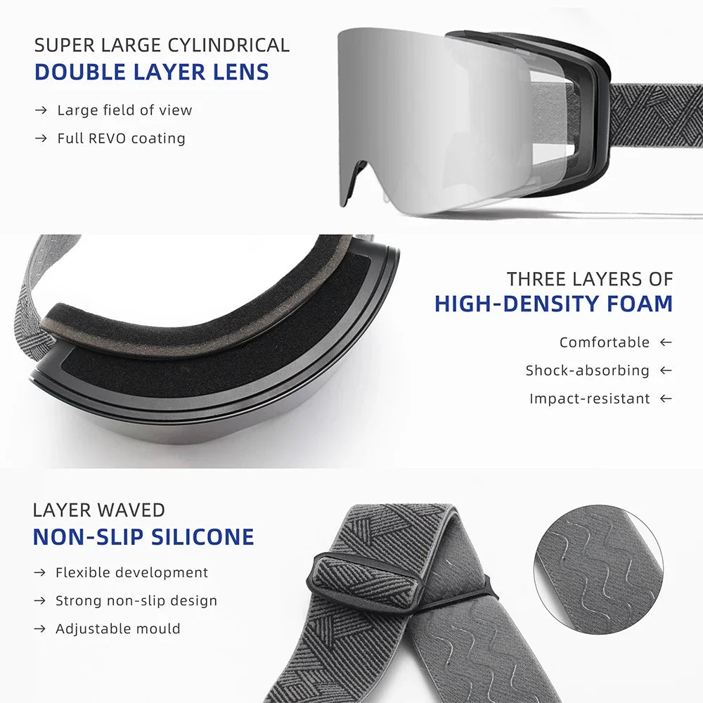 KINGSEVEN Ourdoor Sports Teen Men Women Ski Goggles-Anti-fog UV400 Snowboard Skiing Goggles Winter Windproof Protective Glasses
