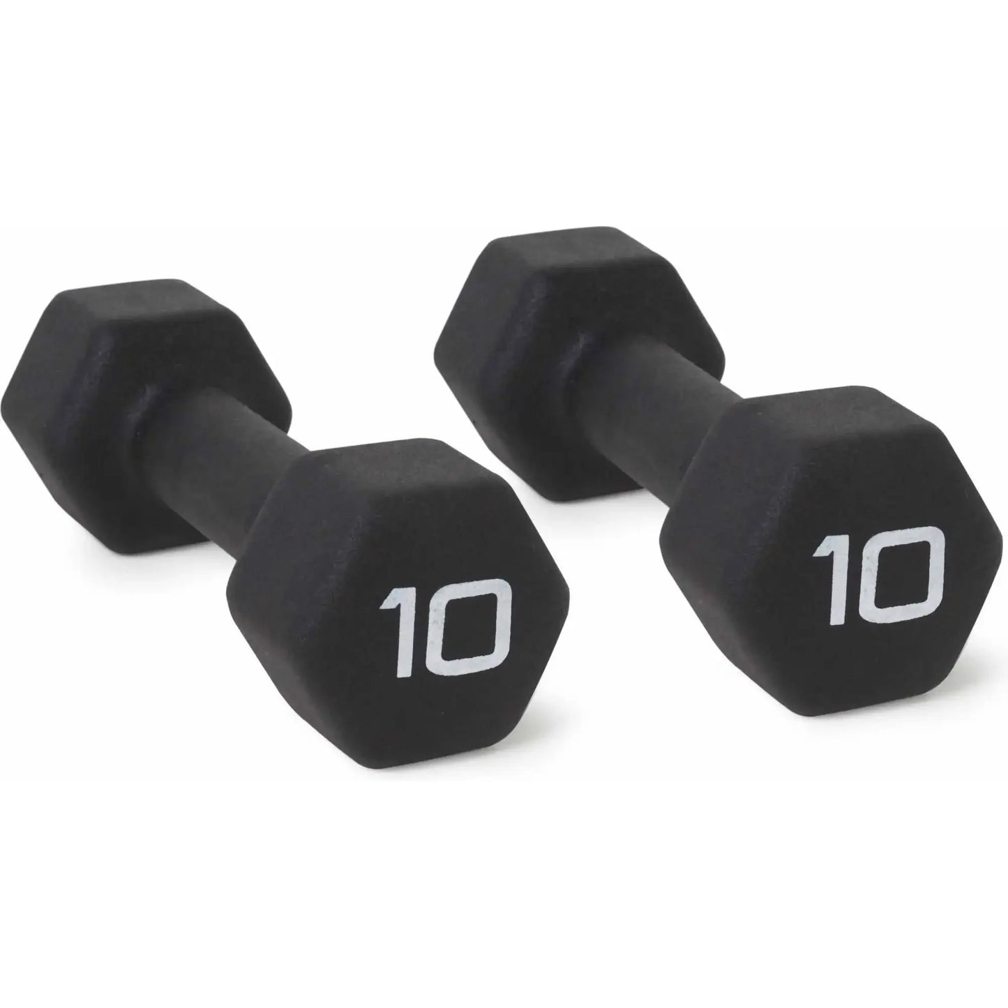 10lb Pair Neoprene Dumbbells, Non-Slip Quiet Hand Weights for Home Gym, Black Coated Fitness Equipment