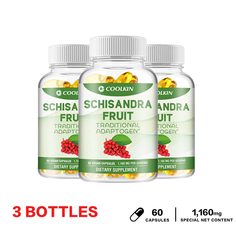 Organic Schisandra Capsules - Relieve Stress, Cardiovascular Health, Boost Immunity - Non-GMO, Gluten-free