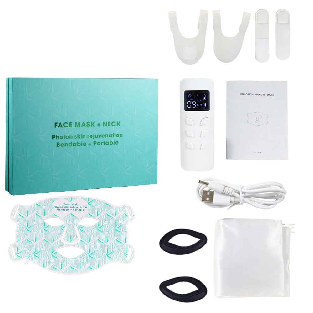 UBilli Rechargeable Led 8 Colors Red Light Therapy Silicone Face Mask Photon Rejuvenation Led Facial Mask for Skin Care Beauty