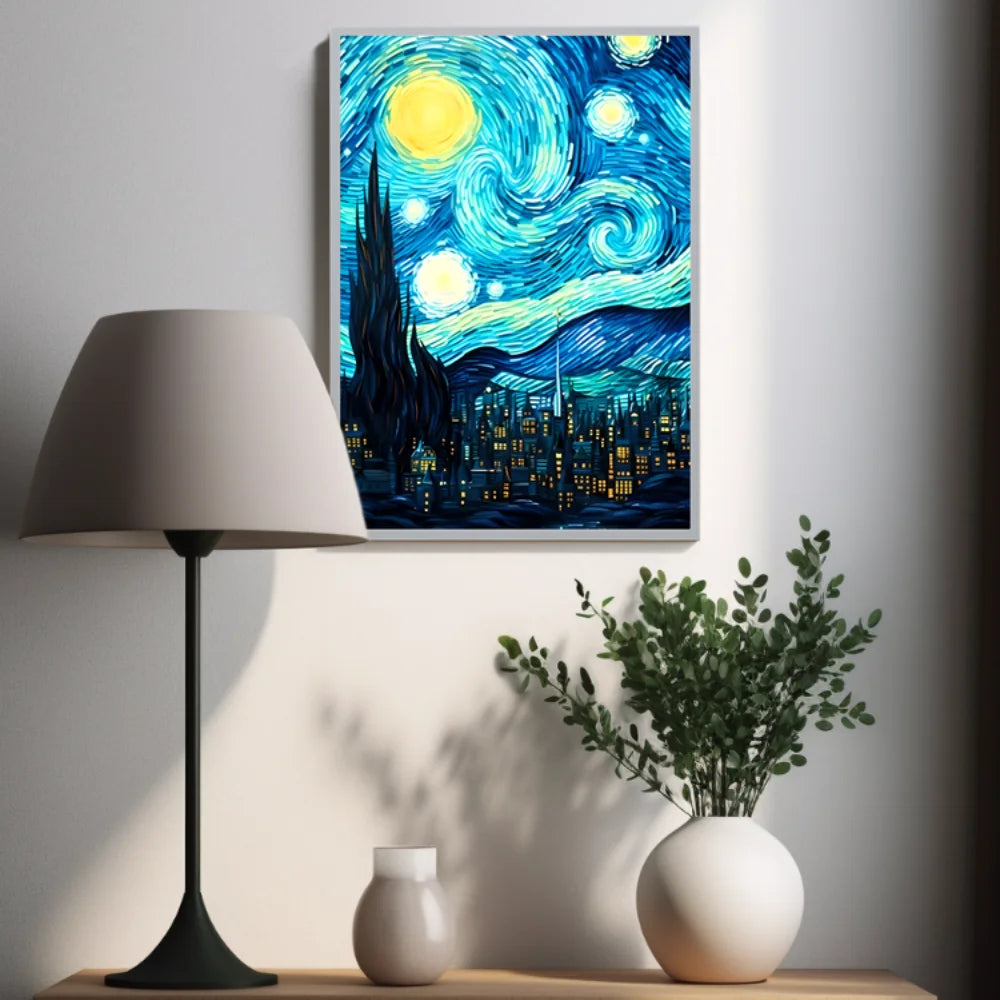 Van Gogh Starry Night Night Light - Artistic LED Room Decor Lamp, Lampara de Noche for Bedroom/Living Room