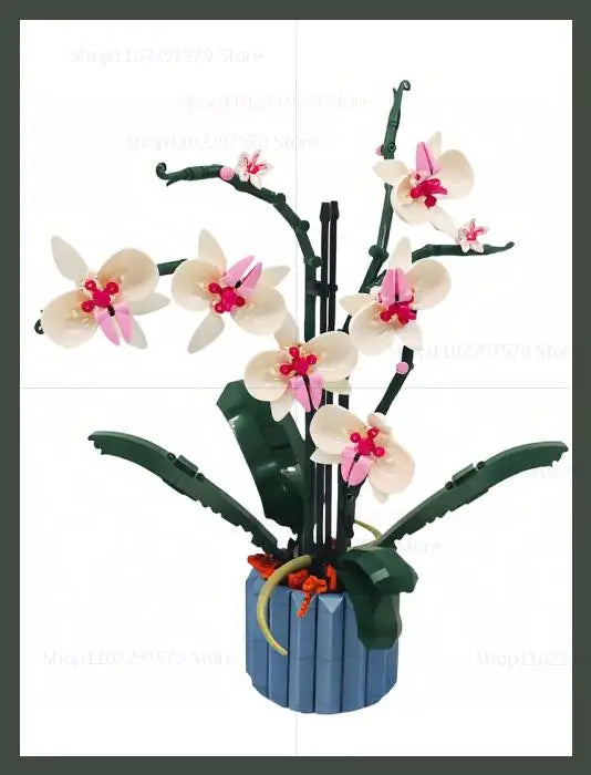 600+PCS DIY Orchid Building Block Kit Creative Bonsai Potted Plant Toys Gift For Adults Kids Garden Display Birthday Anniversary