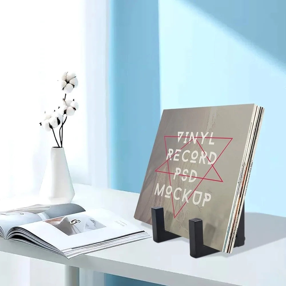 1pc Simple Metal Vinyl Record Holder Versatile Space Saving CD Storage Rack Stable Tabletop Record Holder Home Decor Organizer