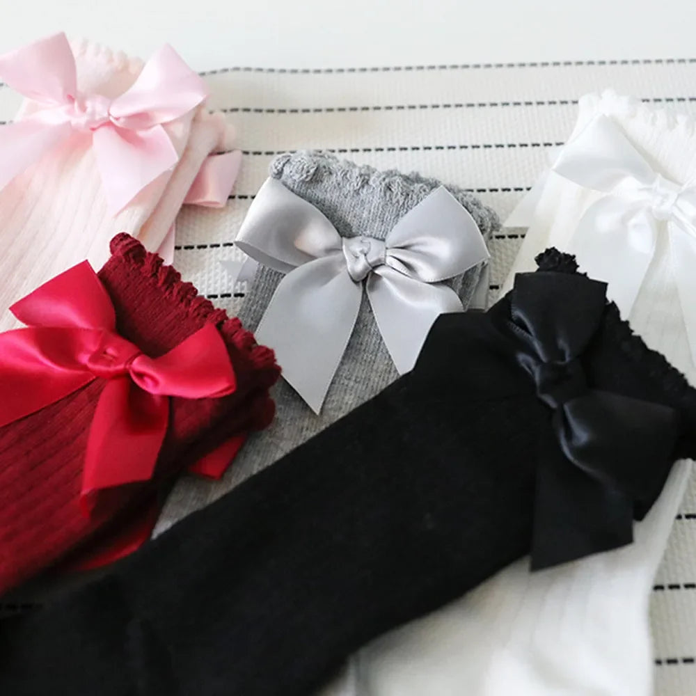 Knee High Socks Girl Long Soft Cotton Lace Baby Socks Kids Socks Meias Princess 2020 New Toddlers Girls Big Bow Children Cartoon
