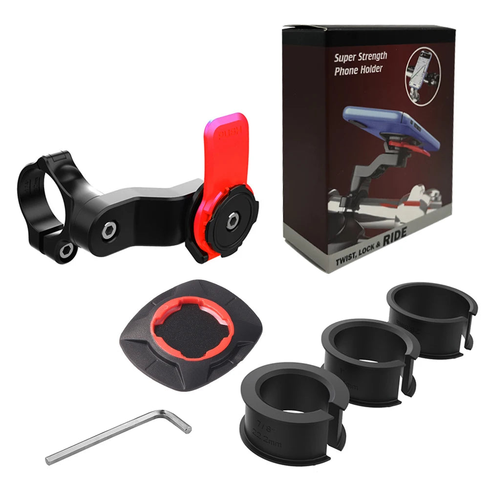 Quad Lock Motorcycle Bike Phone Holder Stand Bicycle Phone Holder Bike Holder 360° Rotatable Navigation Support Security Bracket