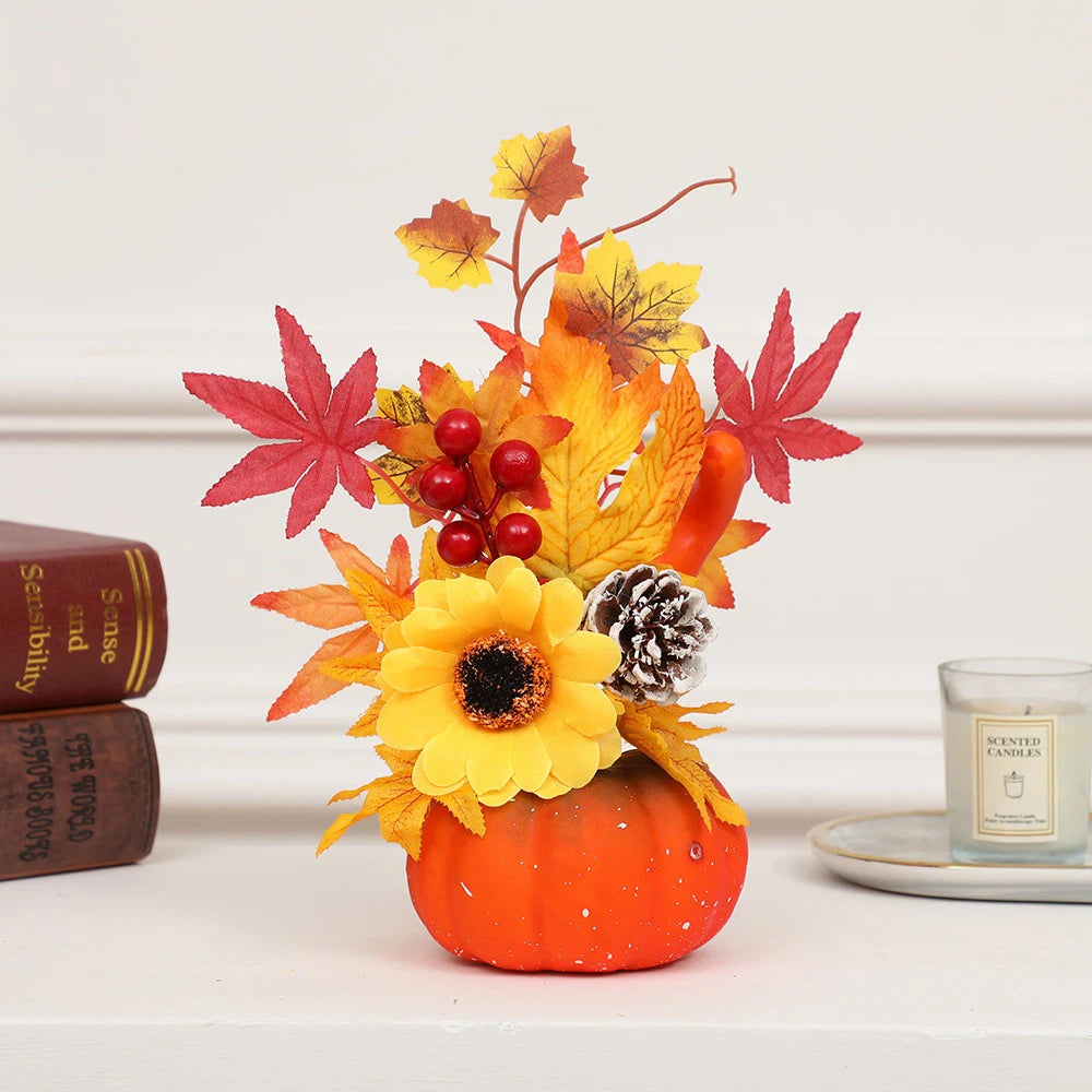 Halloween Artificial Pumpkins Maple Leaf Sunflower Table Home Decor House Prop Autumn Harvest Thanksgiving Party Decor
