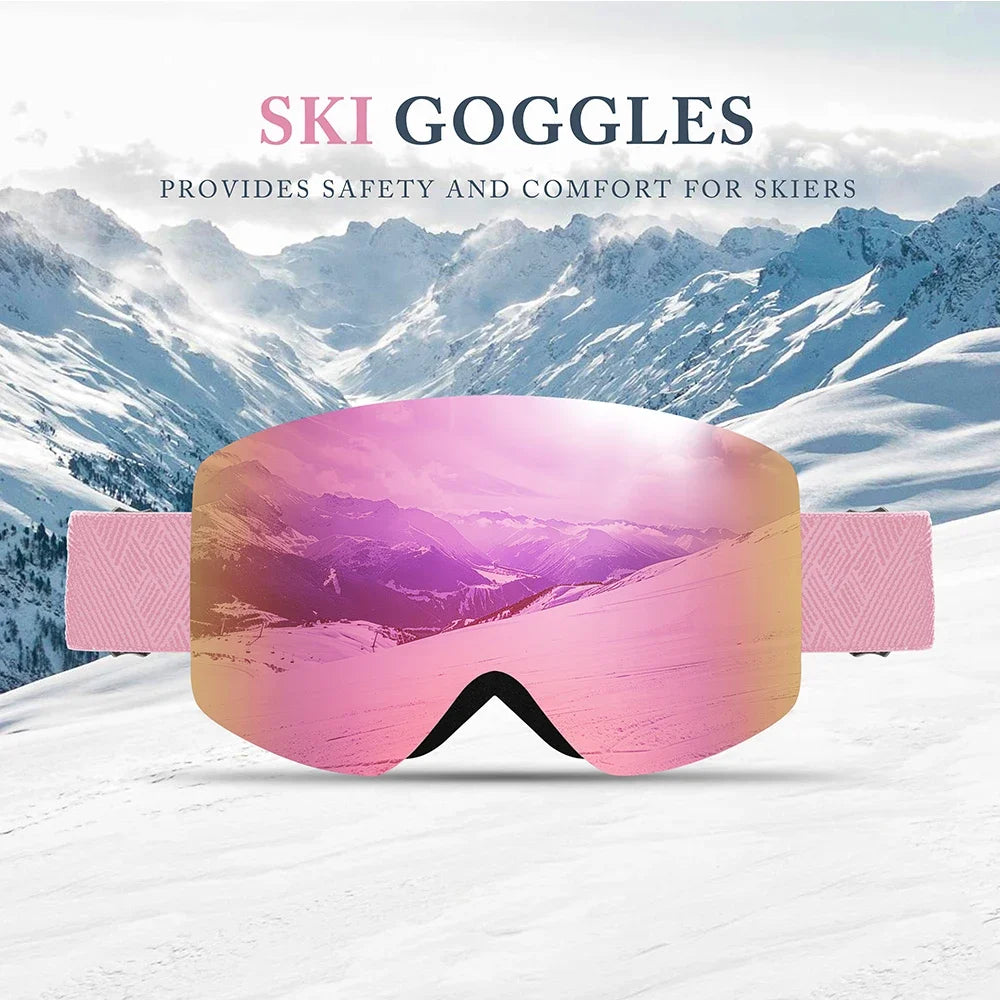 KINGSEVEN Ourdoor Sports Teen Men Women Ski Goggles-Anti-fog UV400 Snowboard Skiing Goggles Winter Windproof Protective Glasses