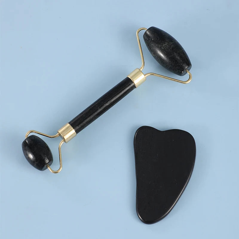 2PCS Gua Sha Facial Stone Facial Massager Roller Skin Care Tools Gousha Stone for The Face Roller Gouache Scraper LBHL07