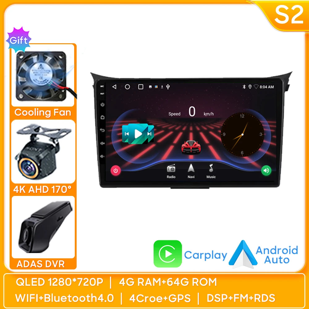 Car Radio Carplay Navigation GPS Android Auto For Hyundai I30 Elantra GT 2012 2013 2014 2015 Stereo Multimedia Player Wifi Video