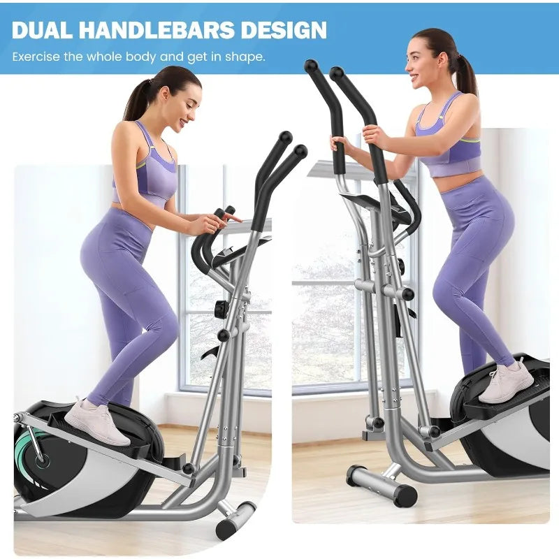 Dripex Magnetic Elliptical Training Machines, Quiet Fitness Cardio Elliptical Trainer w/ 6KG Flywheel, 8 Resistance Levels,