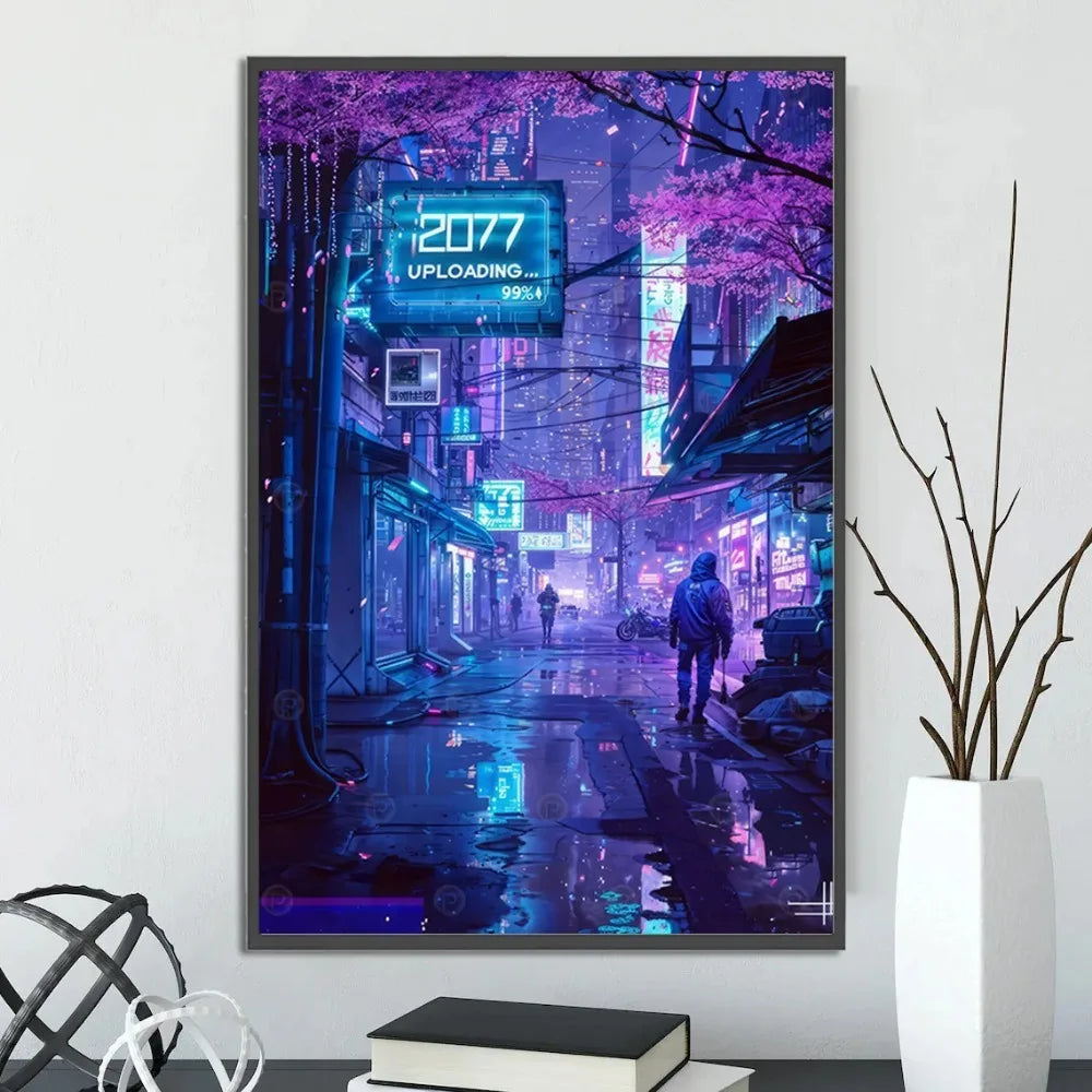 Cyberpunk City Posters Figures Home Decoration Canvas Painting Wall Arts Cartoons Computer Room