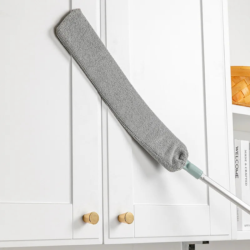 Telescopic Flat Head Dust Brush Lengthen Handle Mop Sofa Bed Bottom Gap Non-Woven Duster Sweep Artifact Household Cleaning Tool