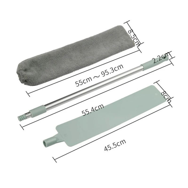 Telescopic Flat Head Dust Brush Lengthen Handle Mop Sofa Bed Bottom Gap Non-Woven Duster Sweep Artifact Household Cleaning Tool