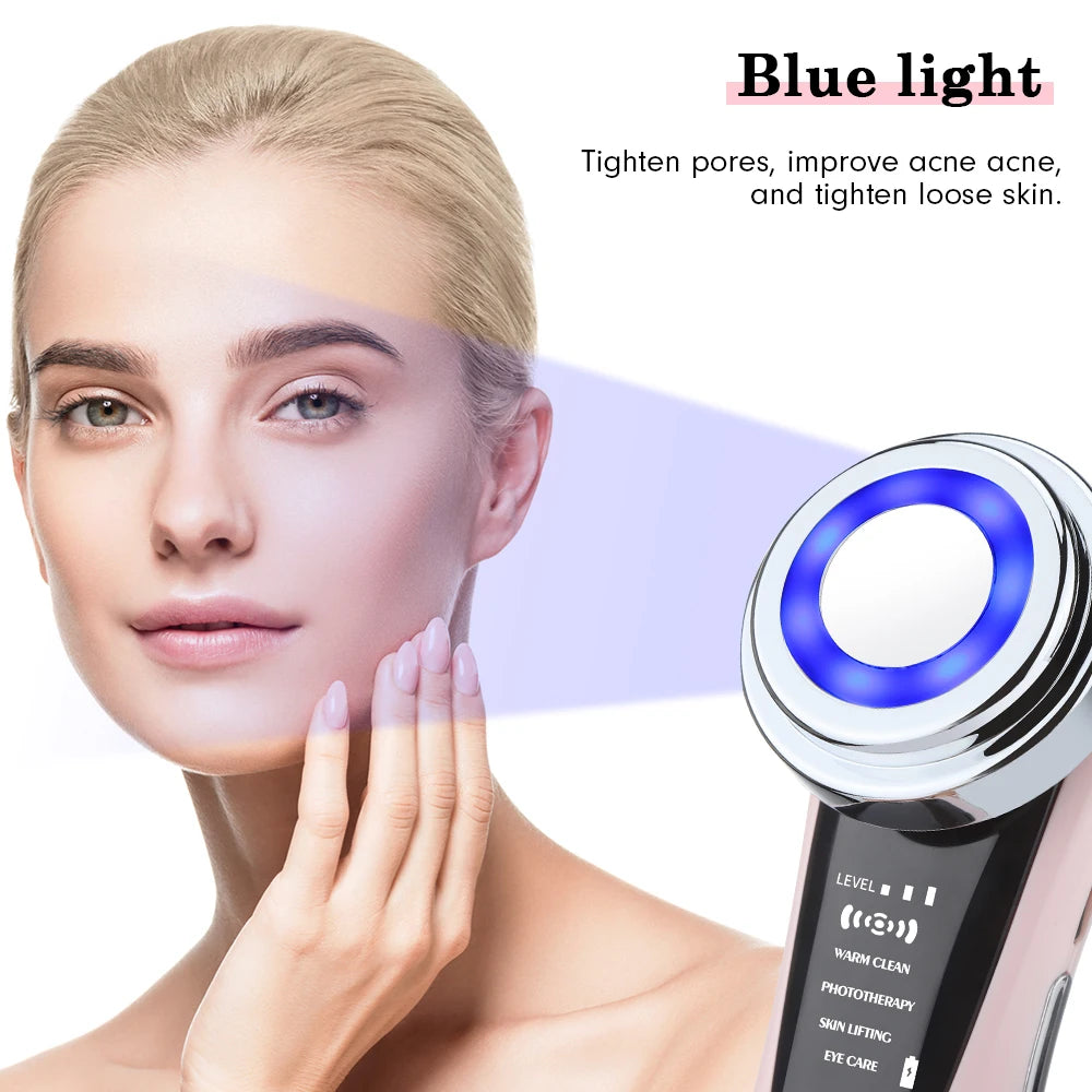 5 In 1 LED Lights Face Beauty Device Electric Massager Warm Vibration Clean Firming Lifting Eye Skin Rejuvenation Care Machine