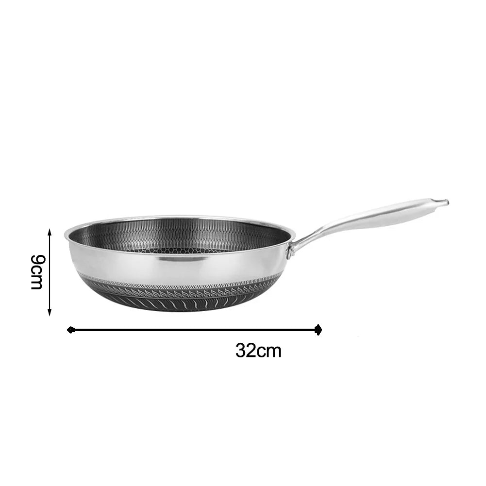 32 Cm Wok Induction Compatible Wok For Everyday Cooking High Heat Resistance Home Cooking Wok Lid Included Multi-Functional Wok