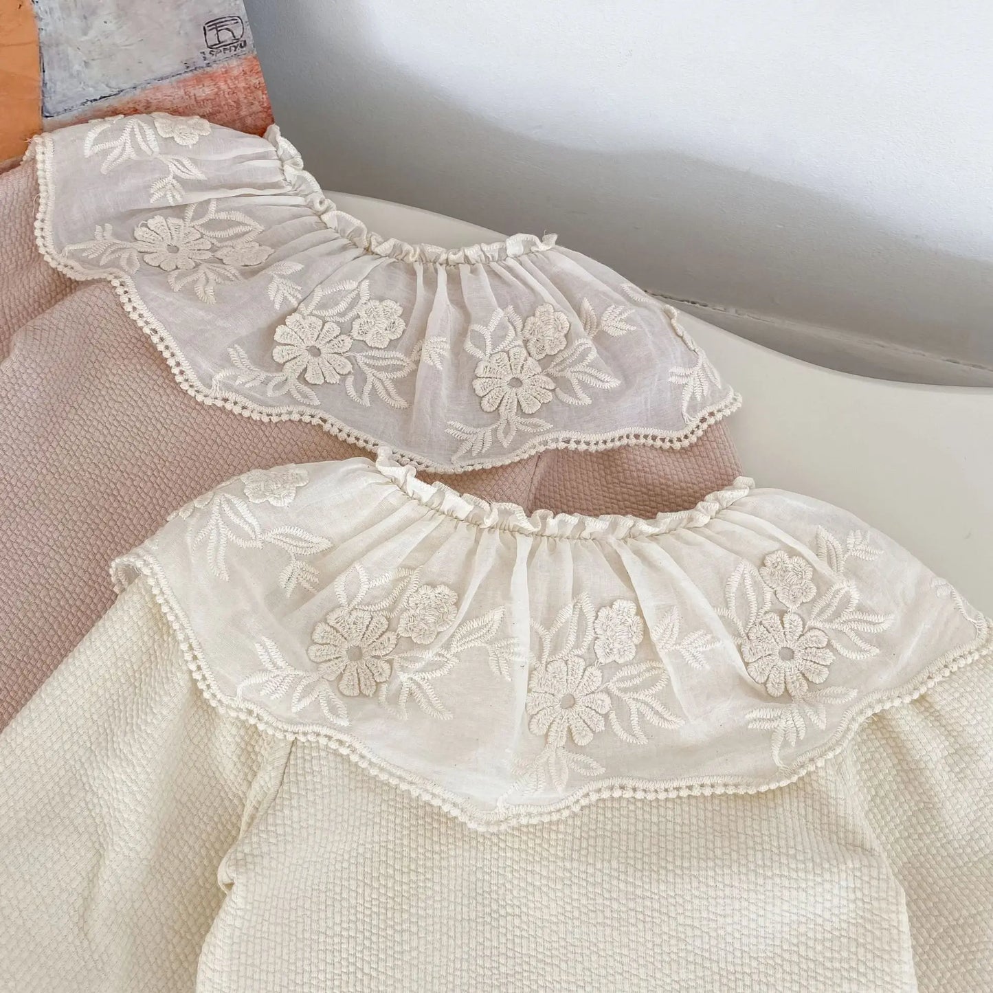 Baby Clothing Set 2025 Autumn Spring New Girls' Long Sleeve Suit Cotton Lace Collar Cardigan +Pant Two-piece Suit