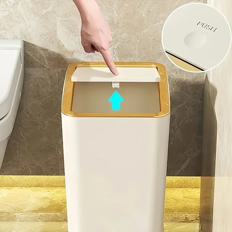 🗑️ 10L Odor-Proof Trash Can | One-Touch & Space-Saving 🗑️