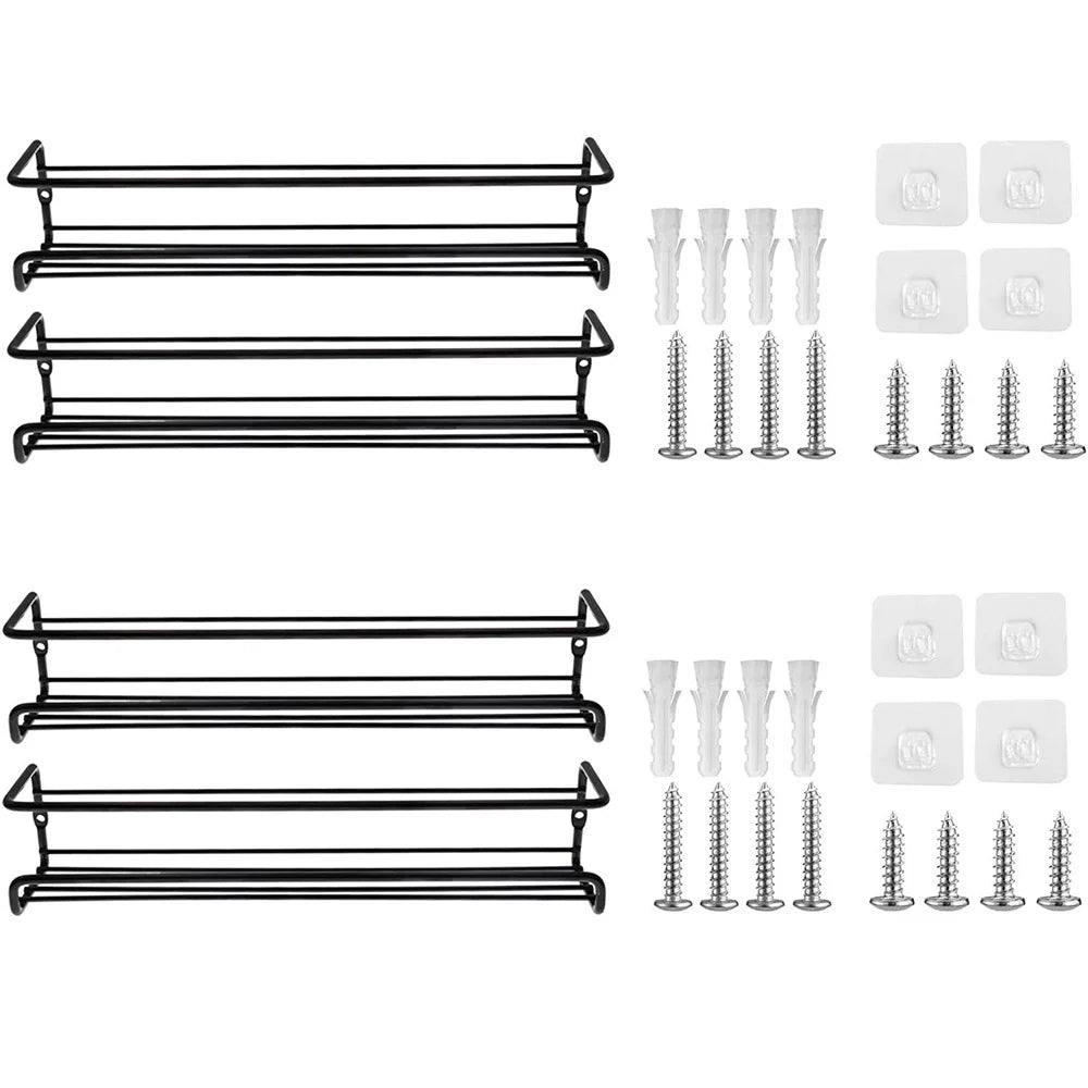 ✨ 4-Pack Wall Mounted Spice Rack | Stainless Steel Kitchen Organizer ✨