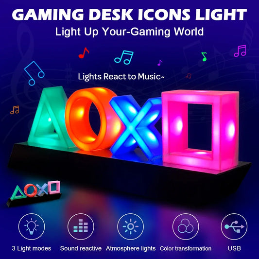 🎮 GamerIcon LED Lamp – Voice-Controlled PS4/PS5 Music Neon Light 🎮