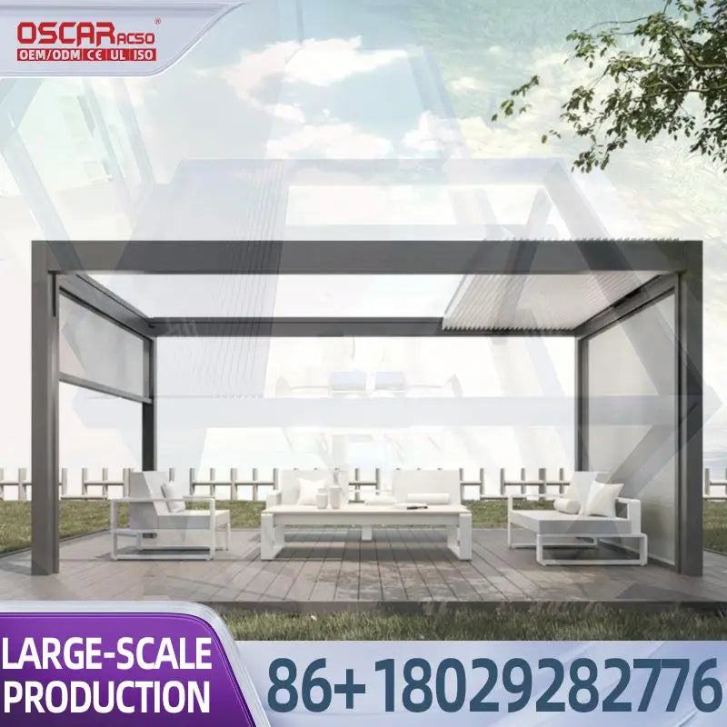 Open Terrace Gazebo With Electronic Patio Cover Louver Canopies For Backyard Garden Outdoor pergola