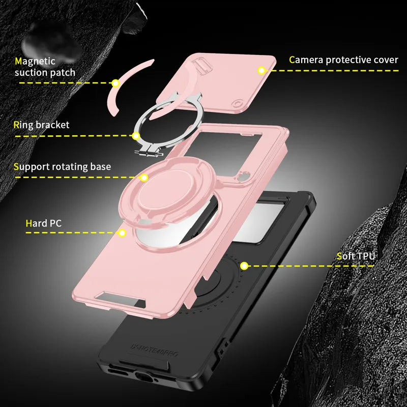 For Infinix Note 40 50 Pro Plus 4G 5G Magnetic Case ELVEV Anti-drop Heavy Duty Rugged Hard PC Ring Stand Phone Cover