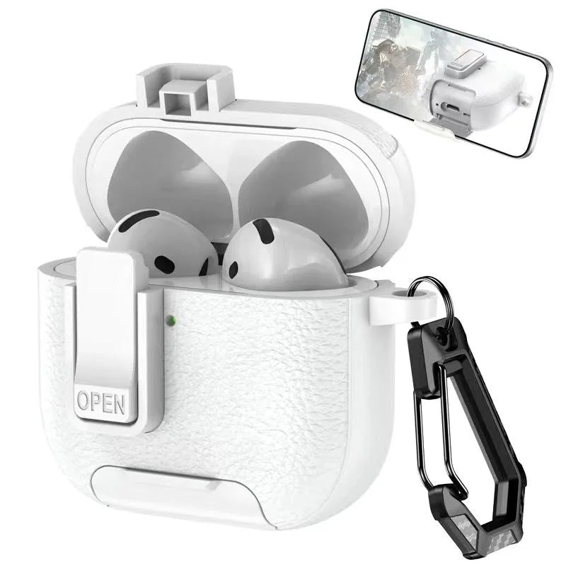Can be used in mobile phone holders For Airpods 4 Case Shockproof Protective Cover For Airpods Pro 2nd AirPods4 Leather Bracket