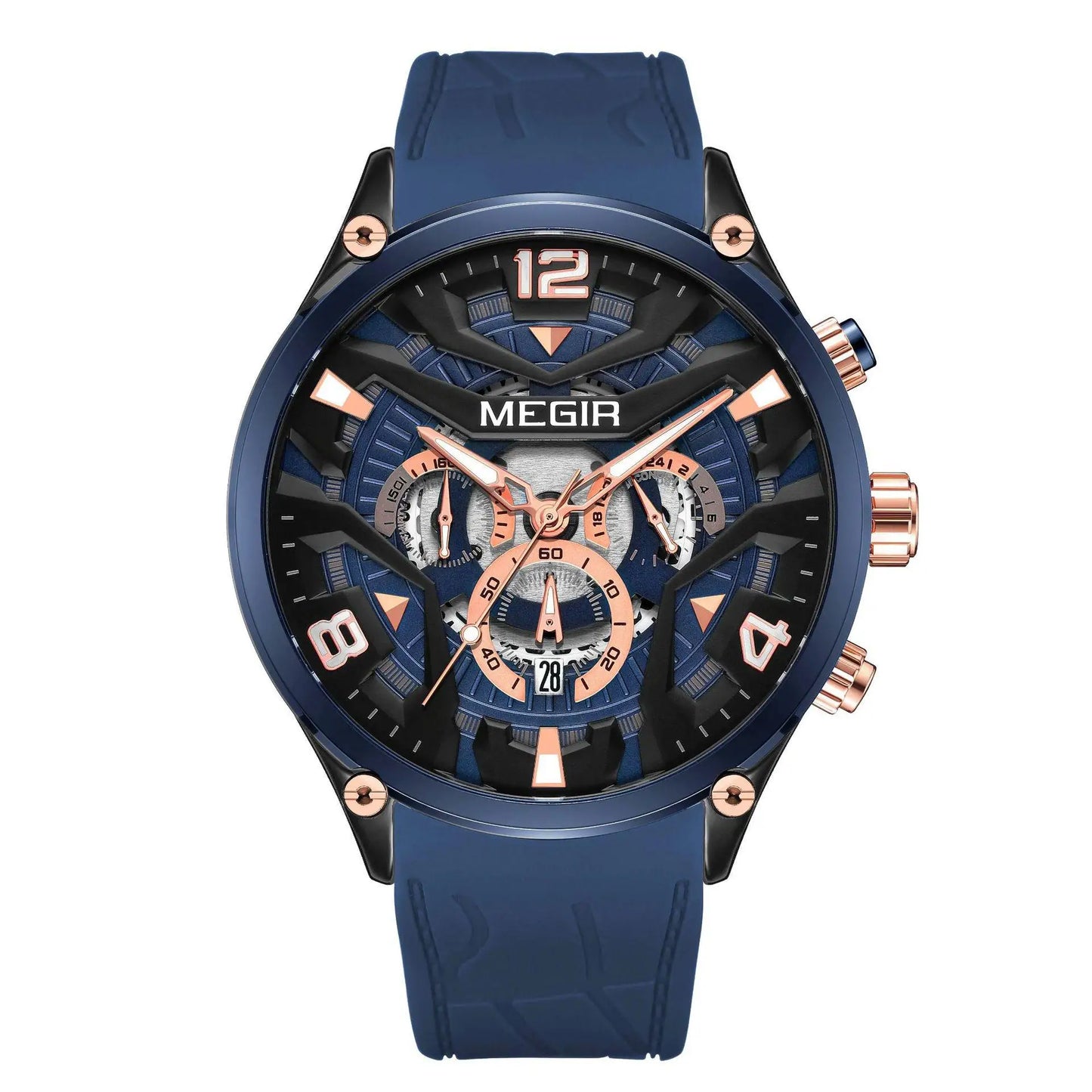 MEGIR 2222G Fashion Sports Silicone Quartz Men's Watch Waterproof Chronograph Luminous Watches for Men Relogios Masculino Часы